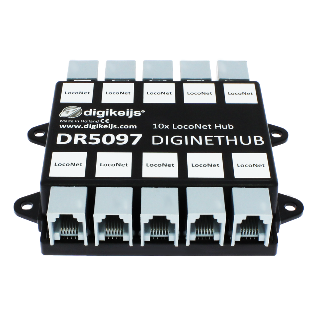 Digikeijs DR5097 - DigiNetHub, 10 voudige LocoNet hub
