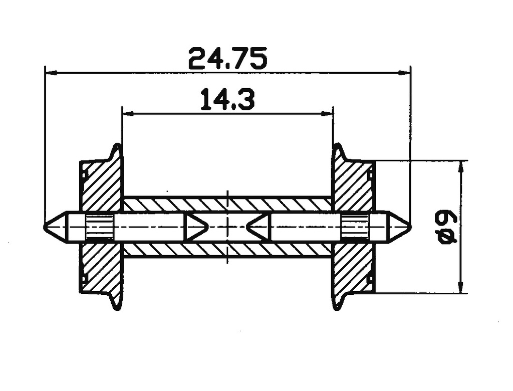 Roco 40191 - Radsatz 9mm get. Achse    1 Pa