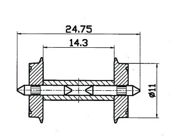 Roco 40192 - Radsatz 11mm get. Achse   1 Pa