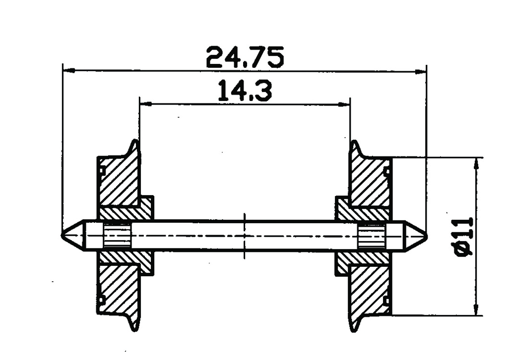 Roco 40199 - Radsatz 2fachisol. 11mm    1 P