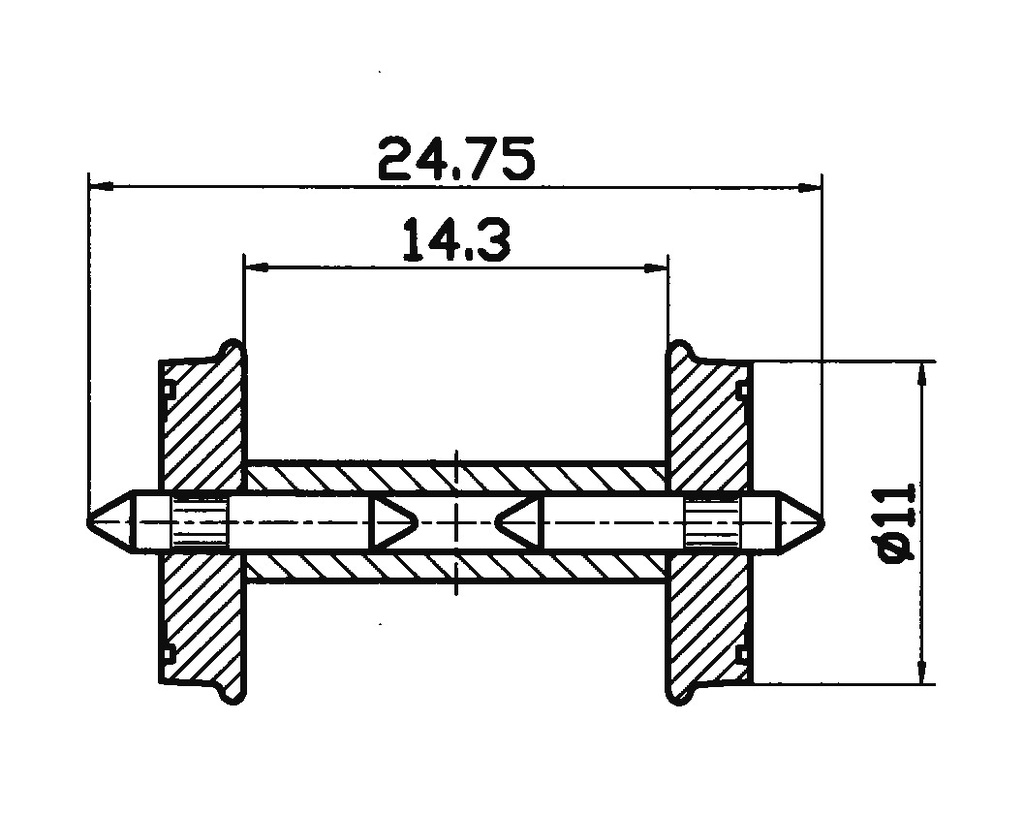 Roco 40267 - Radsatz RP25 get.Ach.11mm     