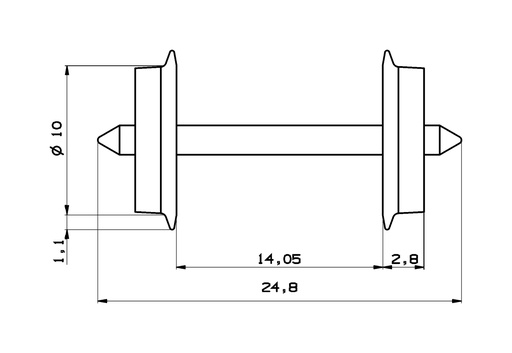 [RO.40178] Roco 40178 - AC Radsatz 10mm               