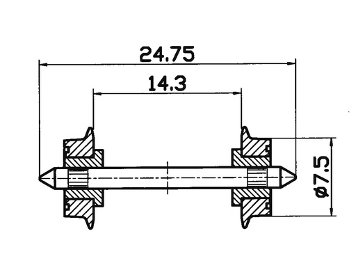 [RO.40189] Roco 40189 - Radsatz 7,5mm isoliert     (F.
