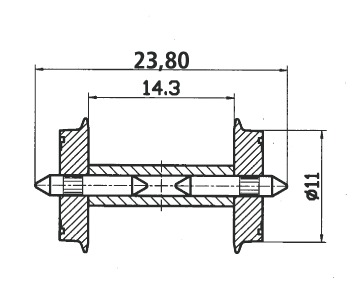 [RO.40193] Roco 40193 - Radsatz 11mm get.Achse   1 Paa
