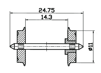[RO.40198] Roco 40198 - Radsatz eins.isol. 11mm   1 Pa