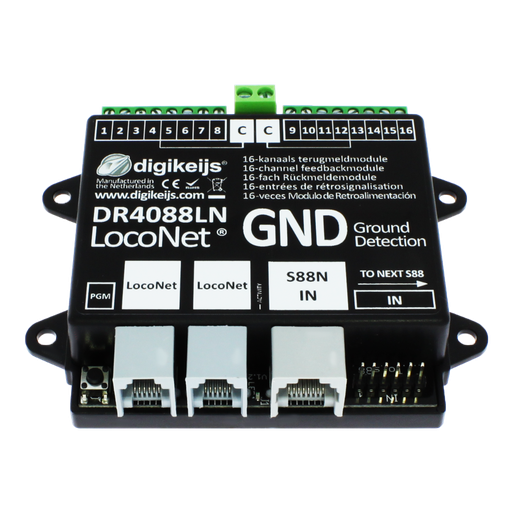 [DR4088LN-GND] Digikeijs DR4088LN-GND - (3R) 16-kanaals S88N terugmeldmodule met LocoNet