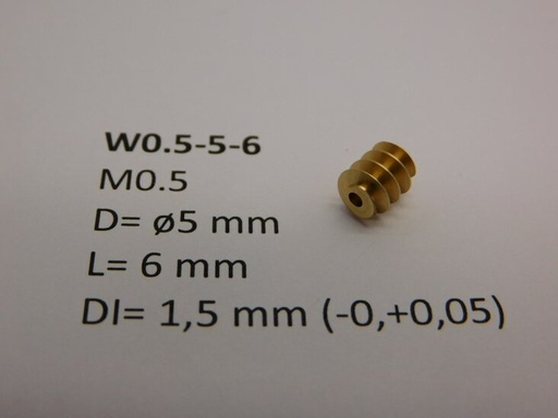 [MM.mic-W0.5-5-6] micromotor W0.5-5-6  wormwiel M0.5 D=ø5 L=6 DI=1.5 mm