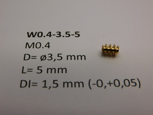 [MM.mic-W0.4-3.5-5] micromotor W0.4-3.5-5  wormwiel M0.4 D=ø3.5 L=5 DI=1.5 mm